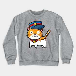 Cute orange cat with officer hat Crewneck Sweatshirt
